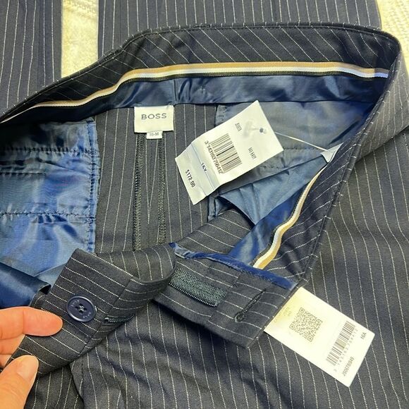 BOSS - Pinstripe Dress Pants - Navy - Picture 7 of 8
